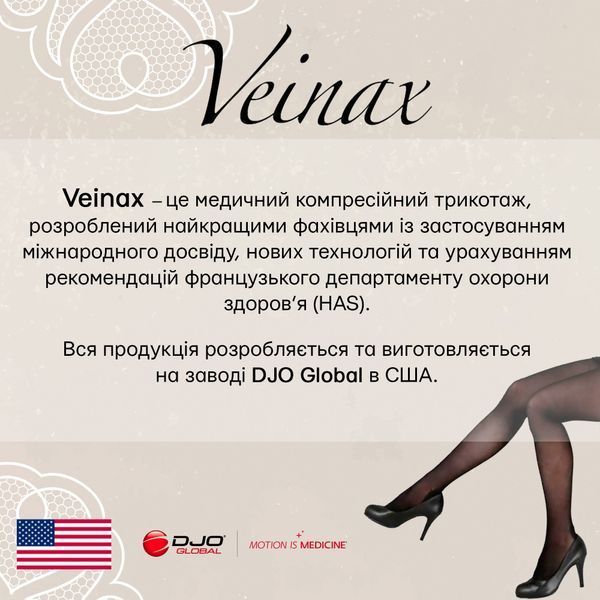 Компресійні медичні гольфи чоловічі Veinax Cotton Бавовна 2 клас стандартні чорні, розмір 01 100759 фото