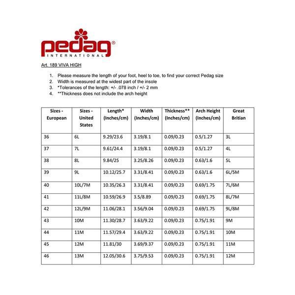 Ортопедична каркасна устілка для закритого взуття Pedag Viva High, розмір 36 100089 фото